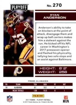 2017 Panini Playoff - Red Zone #270 Ryan Anderson Back