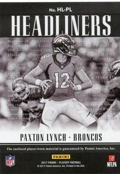 2017 Panini Playoff - Headliners #HL-PL Paxton Lynch Back