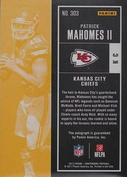 2017 Panini Playoff - Rookie Ticket RPS - Preview #303 Patrick Mahomes II Back