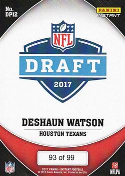 2017 Panini Instant NFL - NFL Draft Purple #DP12 Deshaun Watson Back