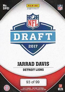 2017 Panini Instant NFL - NFL Draft Purple #DP21 Jarrad Davis Back