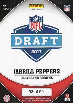 2017 Panini Instant NFL - NFL Draft Purple #DP25 Jabrill Peppers Back
