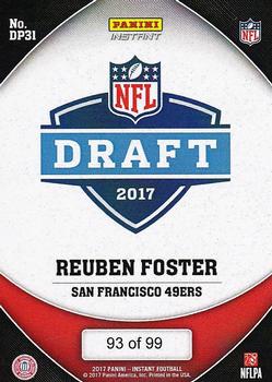 2017 Panini Instant NFL - NFL Draft Purple #DP31 Reuben Foster Back