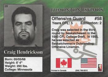 1995 R.E.L. #26 Craig Hendrickson Back