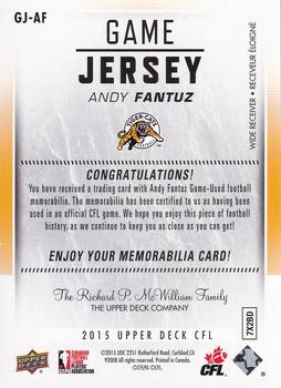 2015 Upper Deck CFL - Game Jersey #GJ-AF Andy Fantuz Back