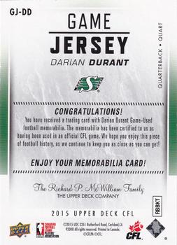 2015 Upper Deck CFL - Game Jersey #GJ-DD Darian Durant Back