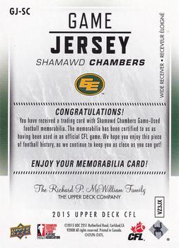 2015 Upper Deck CFL - Game Jersey #GJ-SC Shamawd Chambers Back