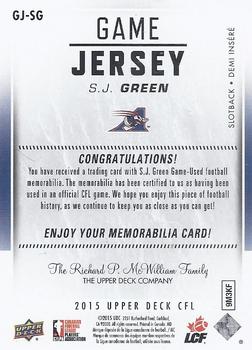 2015 Upper Deck CFL - Game Jersey #GJ-SG S.J. Green Back