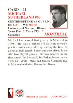 1997 JOGO #11 Michael Sutherland Back