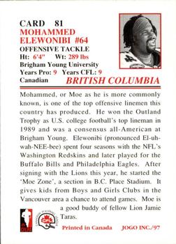 1997 JOGO #81 Mohammed Elewonibi Back