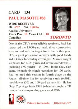 1997 JOGO #134 Paul Masotti Back