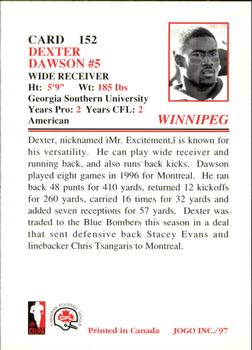 1997 JOGO #152 Dexter Dawson Back
