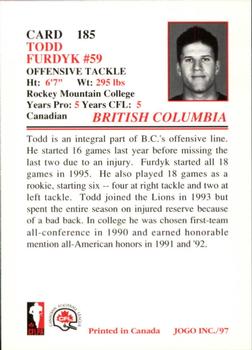 1997 JOGO #185 Todd Furdyk Back