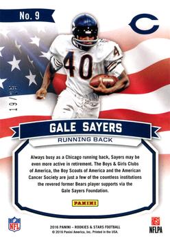 2016 Panini Rookies & Stars - Great American Heroes Gold #9 Gale Sayers Back