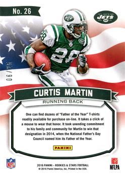 2016 Panini Rookies & Stars - Great American Heroes Gold #26 Curtis Martin Back