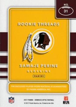 2017 Donruss Optic - Rookie Threads #31 Samaje Perine Back
