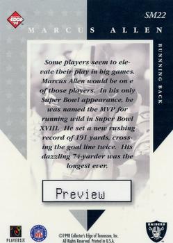 1998 Collector's Edge Masters - Super Masters Previews #SM22 Marcus Allen Back