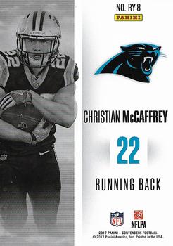 2017 Panini Contenders - Rookie of the Year Contenders #RY-8 Christian McCaffrey Back