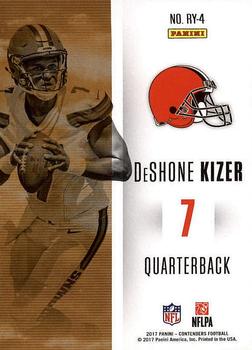 2017 Panini Contenders - Rookie of the Year Contenders #RY-4 DeShone Kizer Back