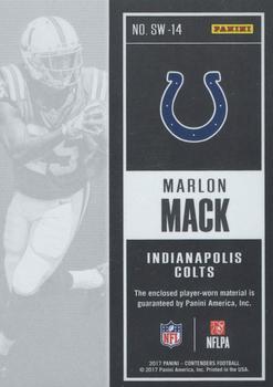 2017 Panini Contenders - Rookie Ticket Swatches #SW-14 Marlon Mack Back