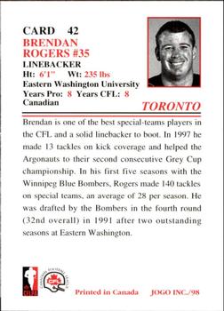 1998 JOGO #42 Brendan Rogers Back
