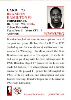 1998 JOGO #73 Brandon Hamilton Back
