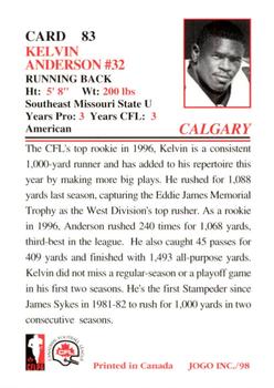 1998 JOGO #83 Kelvin Anderson Back