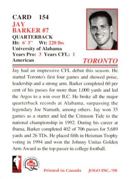 1998 JOGO #154 Jay Barker Back