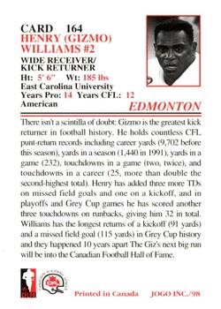 1998 JOGO #164 Henry Williams Back