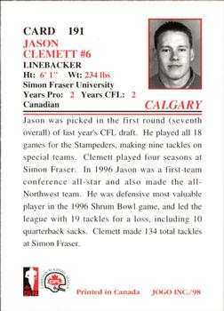 1998 JOGO #191 Jason Clemett Back