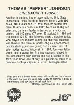 1988 Kroger Ohio State Buckeyes #NNO Pepper Johnson Back