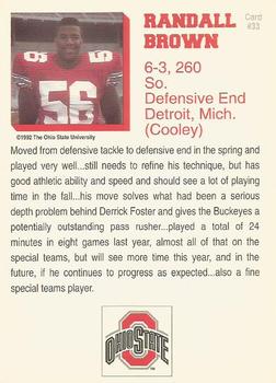 1992 Ohio State Buckeyes #33 Randall Brown Back