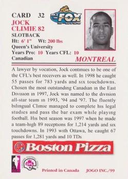 1999 JOGO Boston Pizza #32 Jock Climie Back
