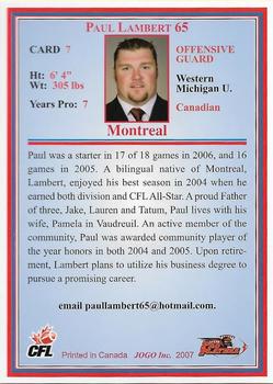 2007 JOGO #7 Paul Lambert Back