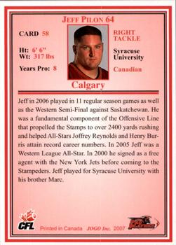 2007 JOGO #58 Jeff Pilon Back