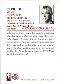 2000 JOGO #31 Mike Crumb Back