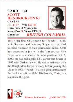 2000 JOGO #141 Scott Hendrickson Back