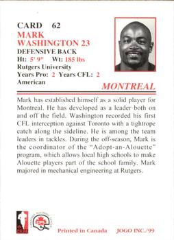 1999 JOGO #62 Mark Washington Back