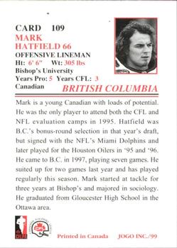 1999 JOGO #109 Mark Hatfield Back
