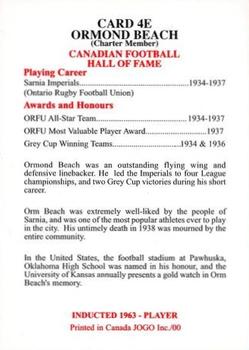 2000 JOGO Hall of Fame E #4E Ormond Beach Back