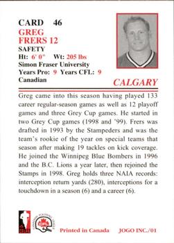 2001 JOGO #46 Greg Frers Back