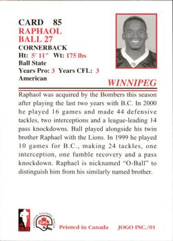 2001 JOGO #85 Raphaol Ball Back