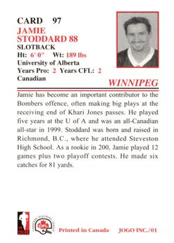 2001 JOGO #97 Jamie Stoddard Back