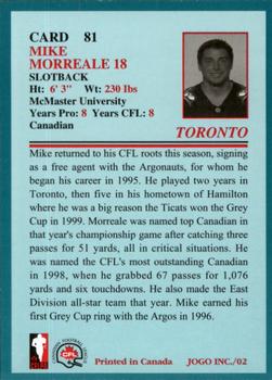 2002 JOGO #81 Mike Morreale Back