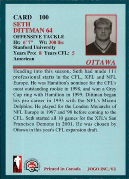 2002 JOGO #100 Seth Dittman Back