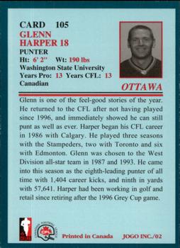 2002 JOGO #105 Glenn Harper Back