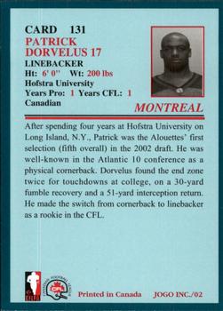 2002 JOGO #131 Patrick Dorvelus Back