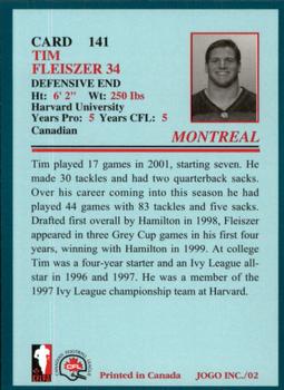 2002 JOGO #141 Tim Fleiszer Back