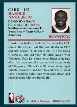 2002 JOGO #167 Harold Nash Jr. Back
