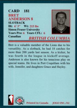 2002 JOGO #181 Bret Anderson Back